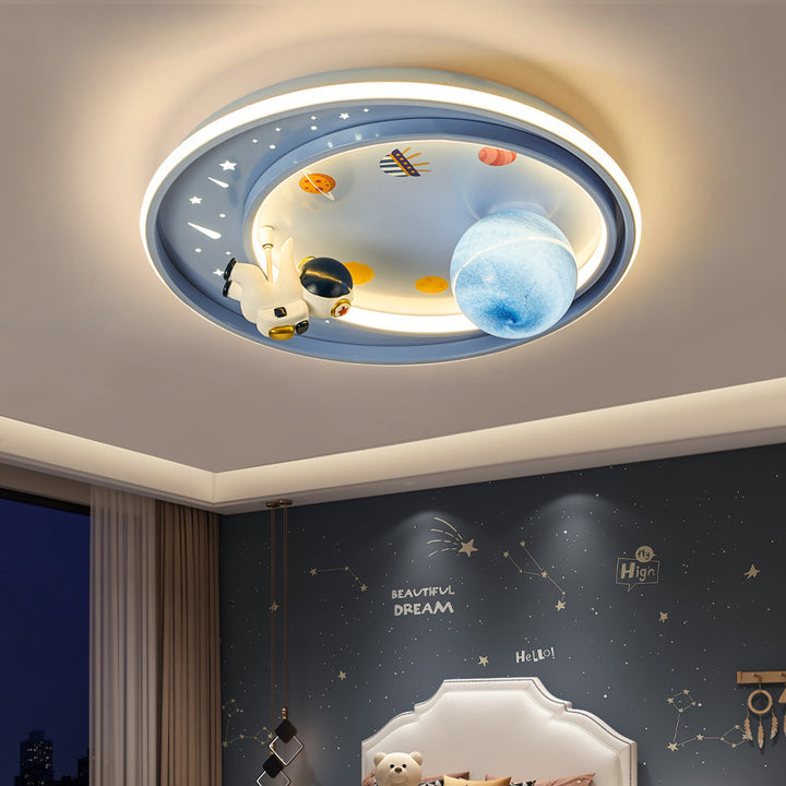 Moderne Art Deco Kinder Einhorn Planet Runde Acryl Eisen LED Deckenleuchte für Schlafzimmer 