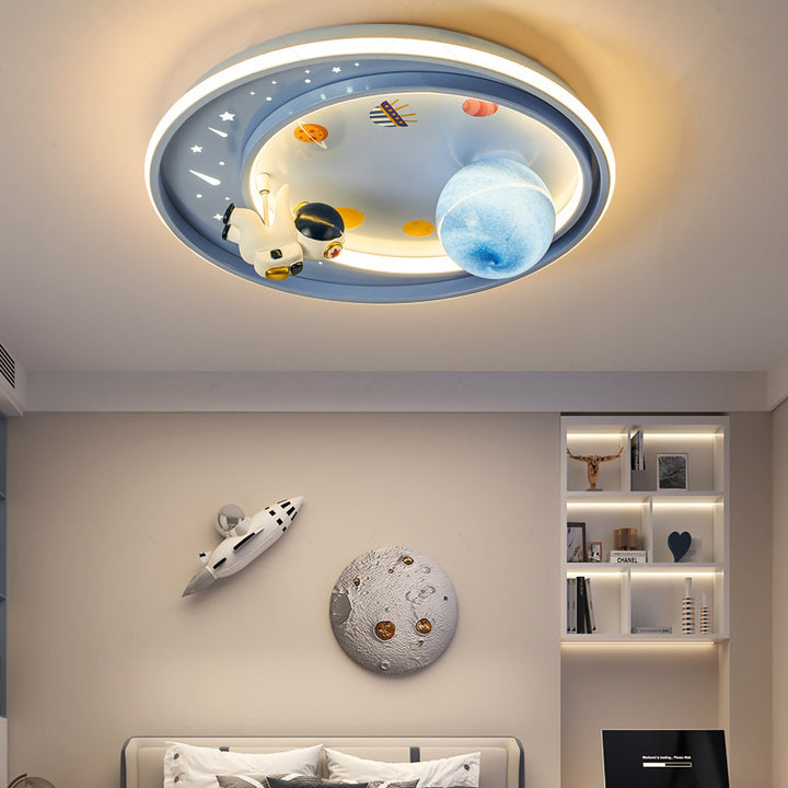 Moderne Art Deco Kinder Einhorn Planet Runde Acryl Eisen LED Deckenleuchte für Schlafzimmer 