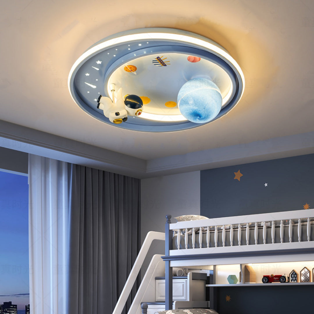 Moderne Art Deco Kinder Einhorn Planet Runde Acryl Eisen LED Deckenleuchte für Schlafzimmer 