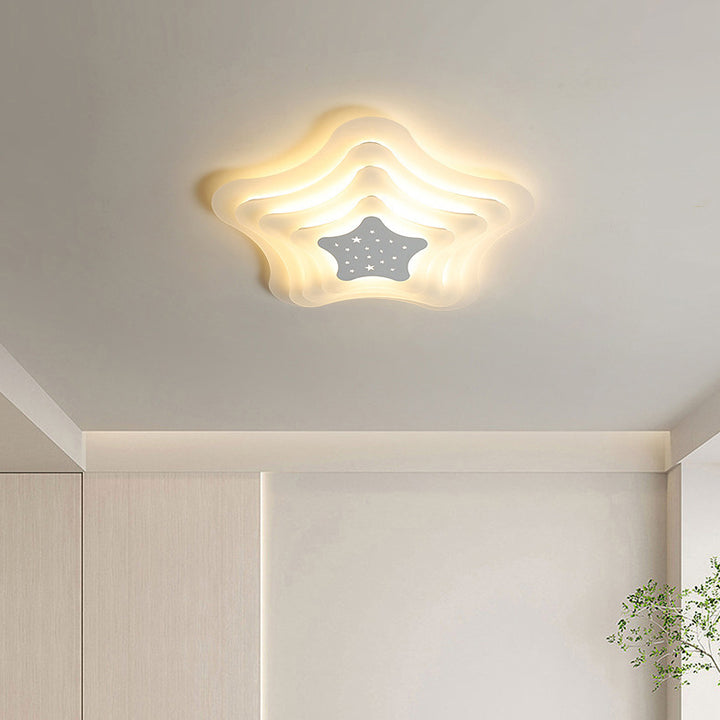 Moderne Einfachheit Creme Pentagramm Wolken Acryl Eisen LED Deckenleuchte für Wohnzimmer 