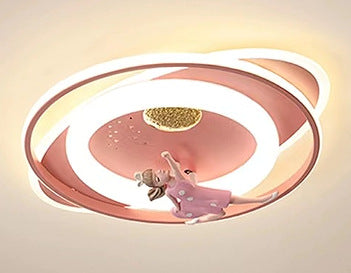 Luz de techo LED de montaje empotrado ovalada de acrílico y hierro con diseño moderno Art Deco para niños, astronautas y aviones de dibujos animados para sala de estar 