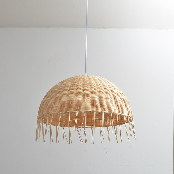 Traditionelle japanische Halbkreiszweig-Erdbeereisen 1-Licht Pendelleuchte für Wohnzimmer 