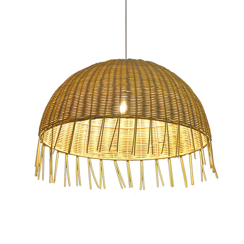 Traditionelle japanische Halbkreiszweig-Erdbeereisen 1-Licht Pendelleuchte für Wohnzimmer 