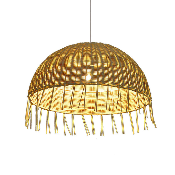 Traditionelle japanische Halbkreiszweig-Erdbeereisen 1-Licht Pendelleuchte für Wohnzimmer 
