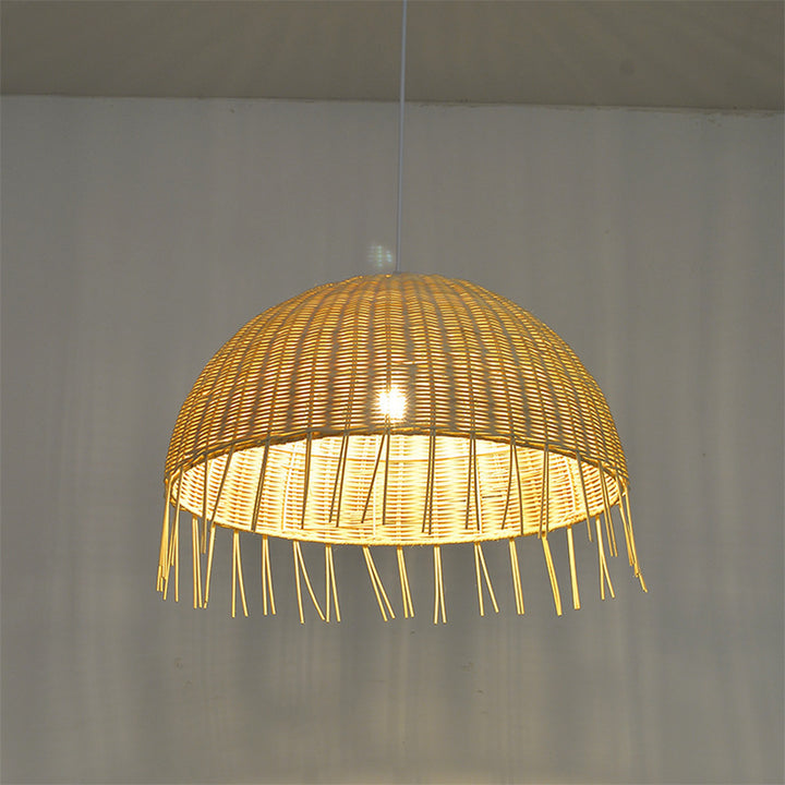 Traditionelle japanische Halbkreiszweig-Erdbeereisen 1-Licht Pendelleuchte für Wohnzimmer 