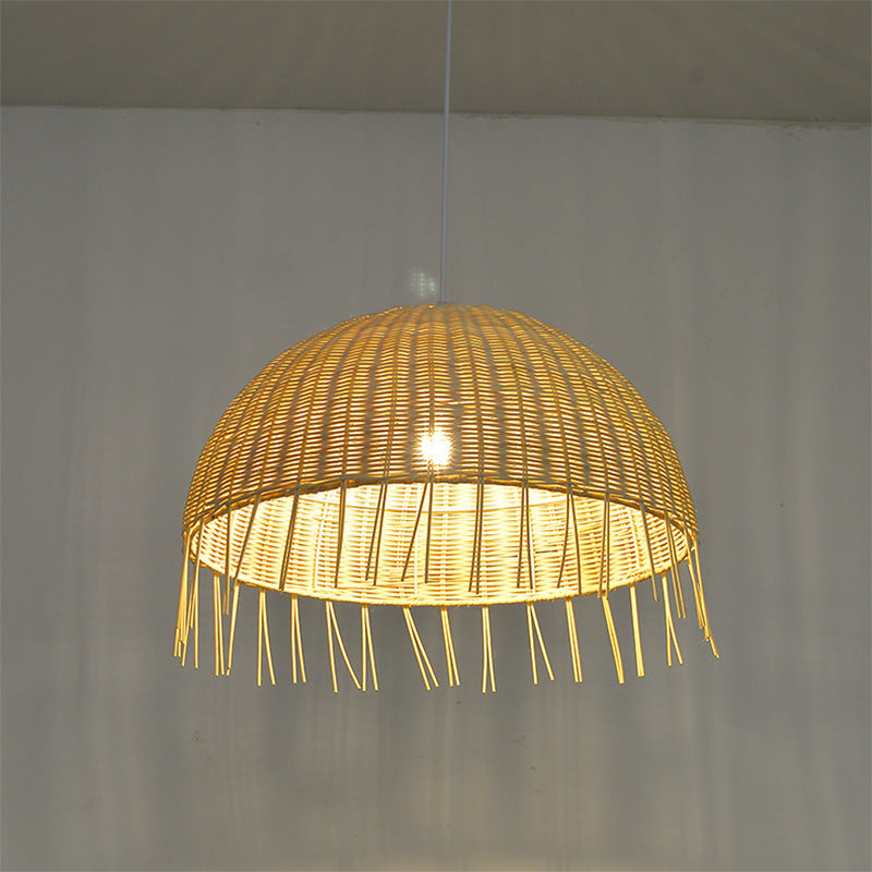 Traditional Japanese Semicircle Branch Strawberry Iron 1-Light Pendant Light For Living Room