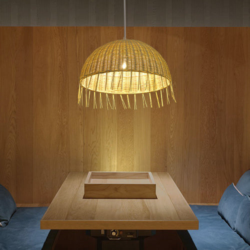 Traditionelle japanische Halbkreiszweig-Erdbeereisen 1-Licht Pendelleuchte für Wohnzimmer 