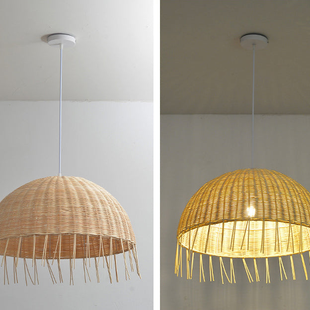 Traditionelle japanische Halbkreiszweig-Erdbeereisen 1-Licht Pendelleuchte für Wohnzimmer 