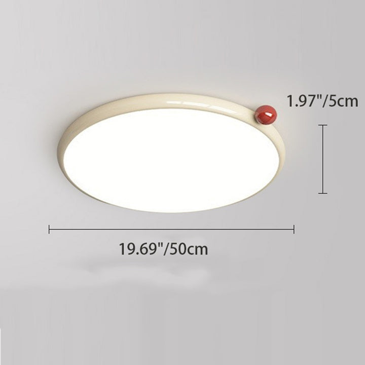Modern Minimalist Cream Round Orb PVC Aluminum LED Flush Mount Ceiling Light For Living Room