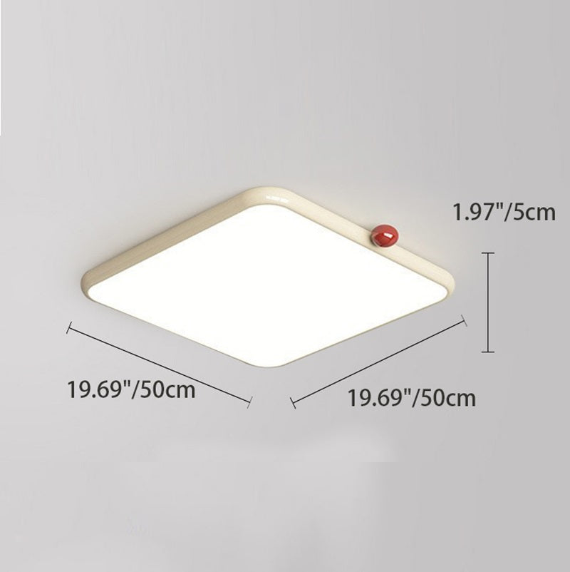 Plafonnier LED moderne minimaliste carré crème en acrylique et fer pour salon 