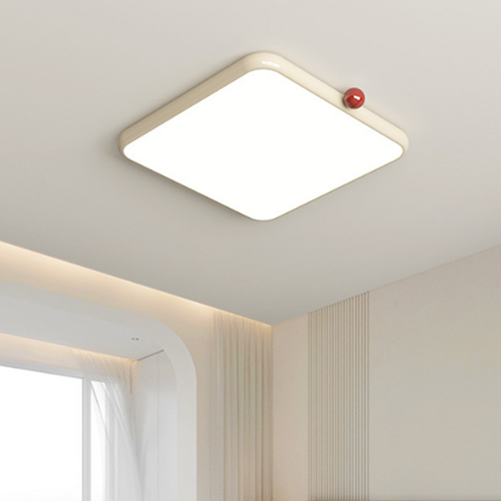Moderne minimalistische cremefarbene quadratische Kugel Acryl Eisen LED Deckenleuchte für das Wohnzimmer 