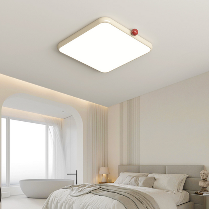 Moderne minimalistische cremefarbene quadratische Kugel Acryl Eisen LED Deckenleuchte für das Wohnzimmer 