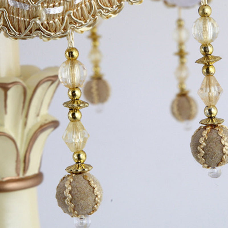 Lampe de sol traditionnelle japonaise avec pendentif en tissu rond et résine à 1 lumière pour salon 