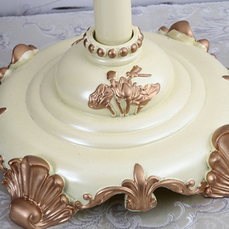 Lampe de sol traditionnelle japonaise avec pendentif en tissu rond et résine à 1 lumière pour salon 