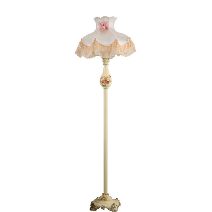 Traditionelle japanische Regenschirm-Anhänger Runde Stoffharz 1-Licht Stehlampe für Wohnzimmer 