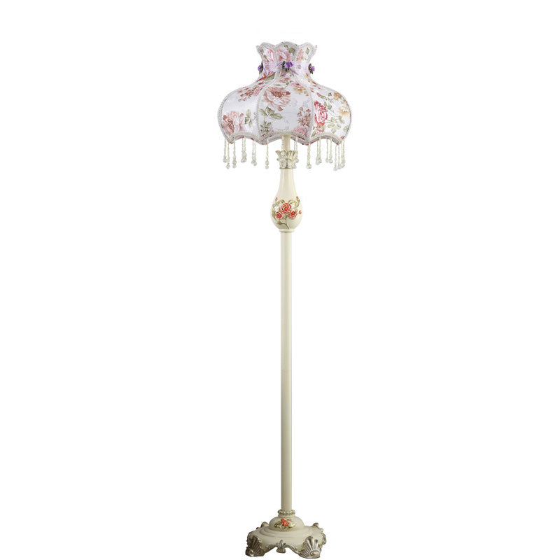 Traditionelle japanische Regenschirm-Anhänger Runde Stoffharz 1-Licht Stehlampe für Wohnzimmer 