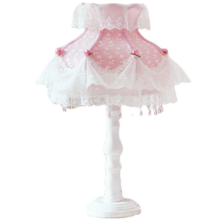 Lampe de Table 1 Lumière en Résine et Tissu Dentelle Ronde Art Déco Moderne pour Chambre 