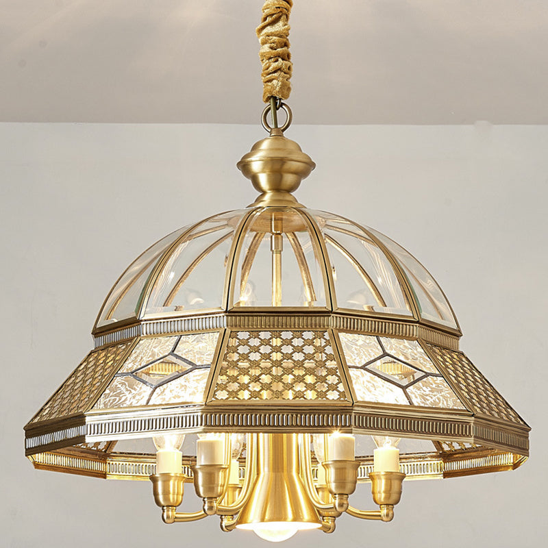 Lustre contemporain scandinave en verre à motif rond en cuivre à 5 lumières pour salon 