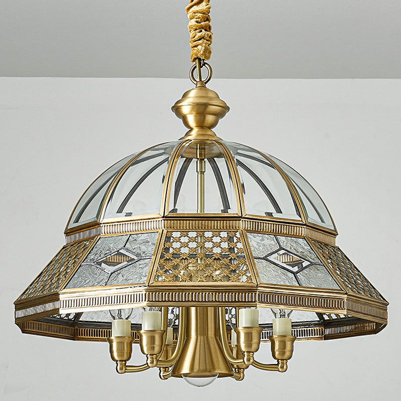 Lustre contemporain scandinave en verre à motif rond en cuivre à 5 lumières pour salon 