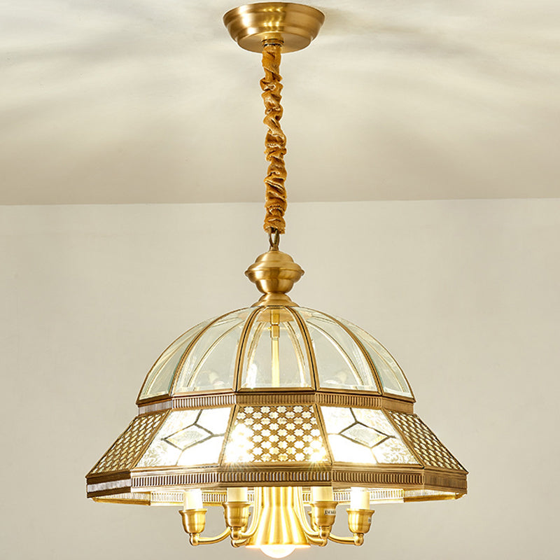 Lustre contemporain scandinave en verre à motif rond en cuivre à 5 lumières pour salon 