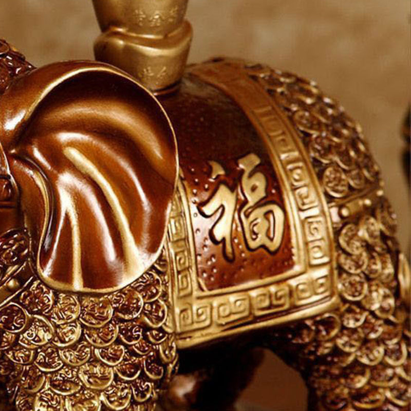 Traditionelle Vintage Elefant Runde Stoffharz 1-Licht Tischlampe Für Wohnzimmer 