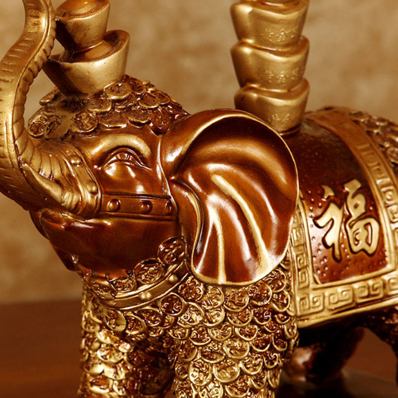 Traditionelle Vintage Elefant Runde Stoffharz 1-Licht Tischlampe Für Wohnzimmer 