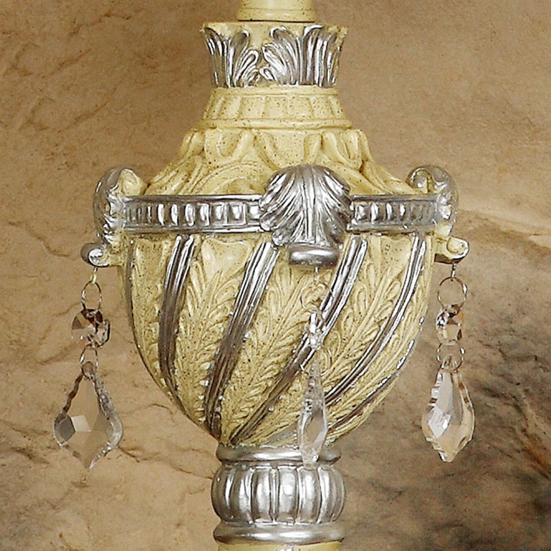 Lampe de table 1 lumière traditionnelle vintage pendentif cône rond carré en tissu résine pour salon 