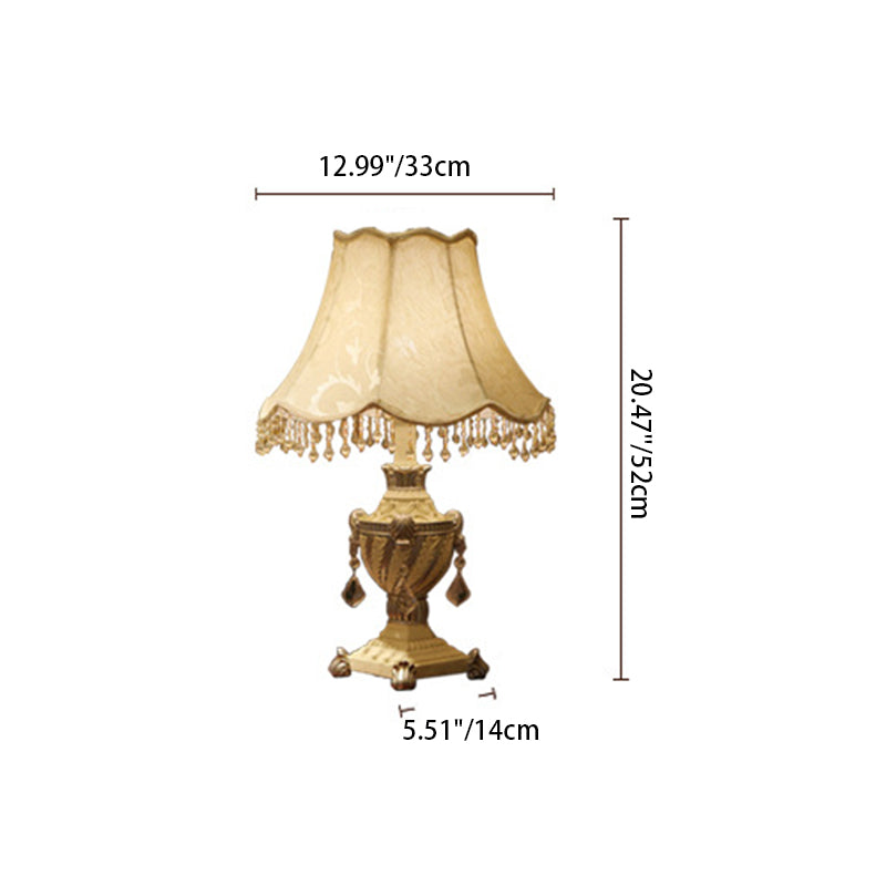 Lampe de table 1 lumière traditionnelle vintage pendentif cône rond carré en tissu résine pour salon 