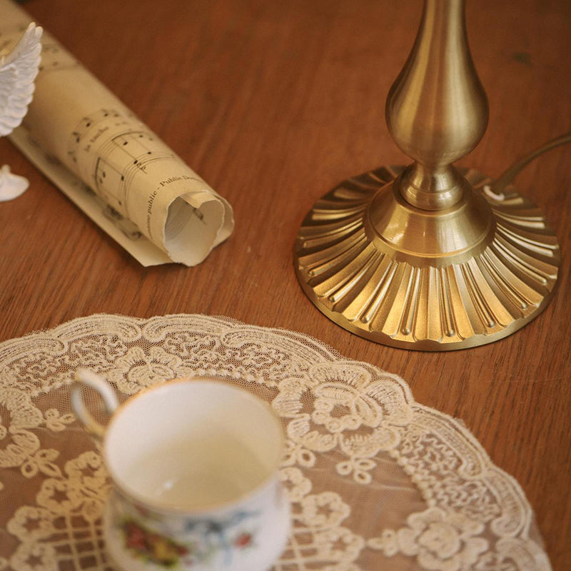 Lampe de Table Moderne en Laiton avec Tissu Conique Rond à Glands et Jade à 1 Lumière pour Salon 
