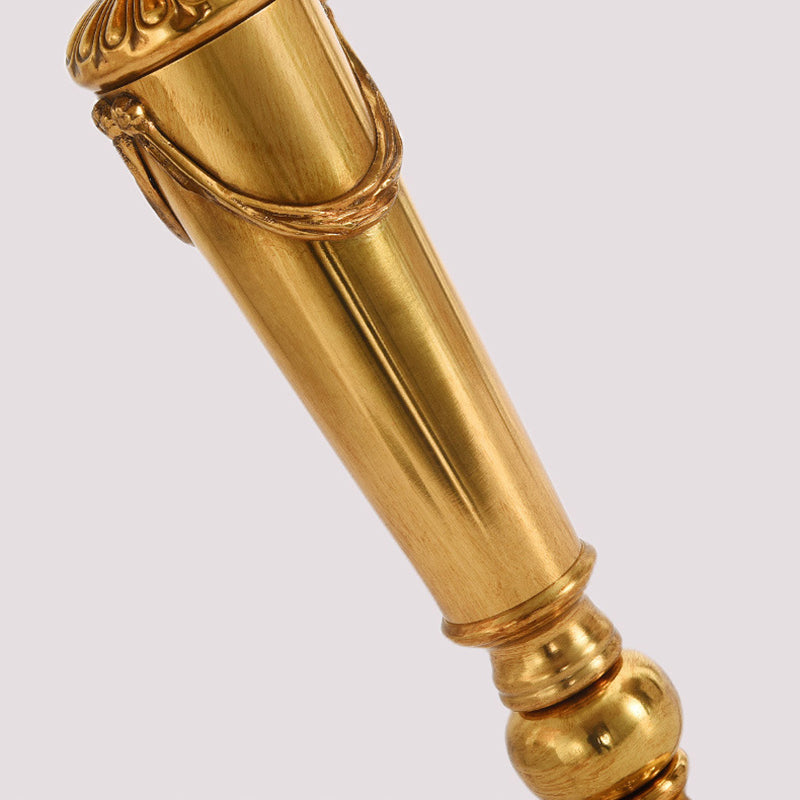 Traditionelle französische Fransenrunde Zylinderstoff Messing 1-Licht Tischlampe für Wohnzimmer 