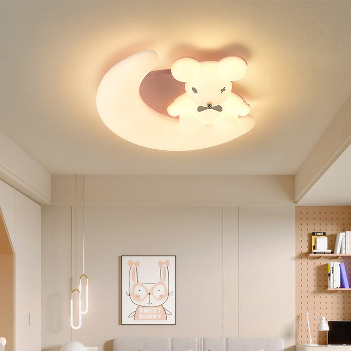 Lustre encastré LED rond en fer PE avec ventilateur de dessin animé pour enfants Art Déco moderne pour chambre à coucher 
