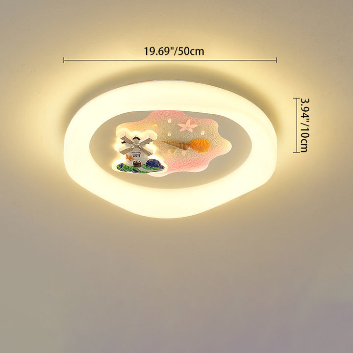 Lustre encastré LED rond en fer PE avec ventilateur de dessin animé pour enfants Art Déco moderne pour chambre à coucher 