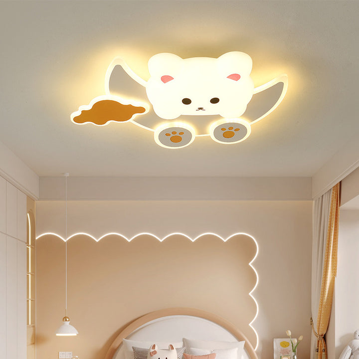 Plafonnier LED en fer PE en forme de nuage, croissant, ours et lapin Art Déco moderne pour chambre d'enfant 