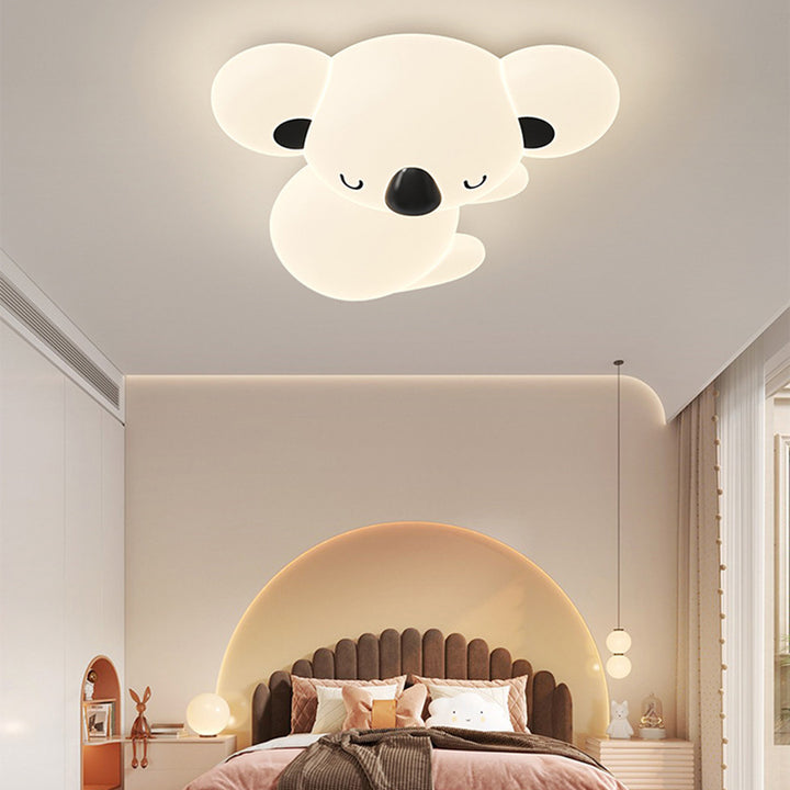 Moderno arte deco infantil lámpara de techo LED de hierro PE con forma de oso koala para dormitorio 