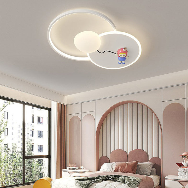 Plafonnier LED rond pour enfants Art Déco moderne avec cœur d'amour et étoile en fer PE pour chambre à coucher 