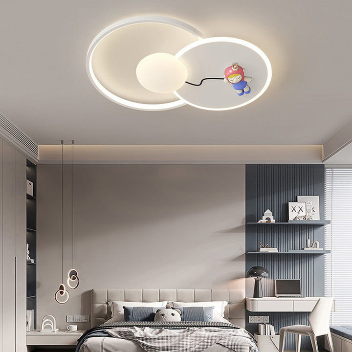 Plafonnier LED rond pour enfants Art Déco moderne avec cœur d'amour et étoile en fer PE pour chambre à coucher 
