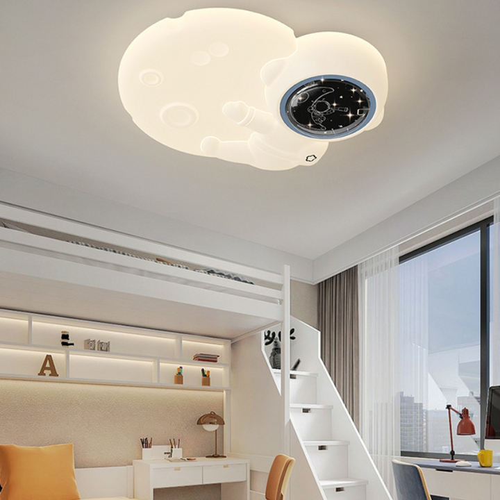 Lustre Plafonnier LED en Fer PE Astronaute Planète Art Déco Moderne pour Enfants pour Salon 