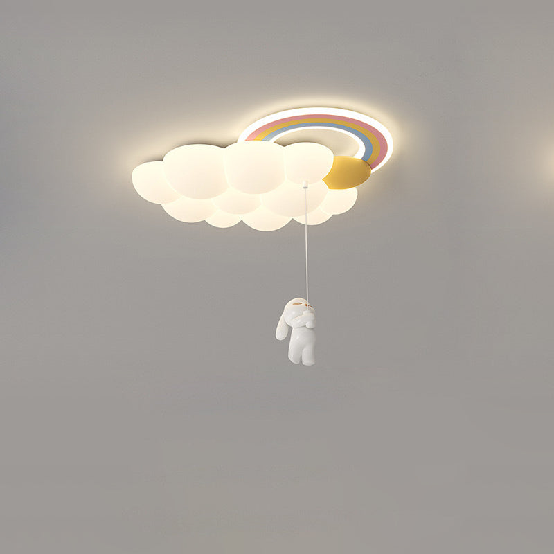 Moderne Art Deco Kinder Wolken Regenbogen Cartoon PE Eisen LED Deckenleuchte für Wohnzimmer 