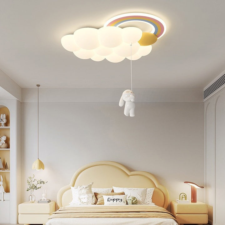 Moderne Art Deco Kinder Wolken Regenbogen Cartoon PE Eisen LED Deckenleuchte für Wohnzimmer 
