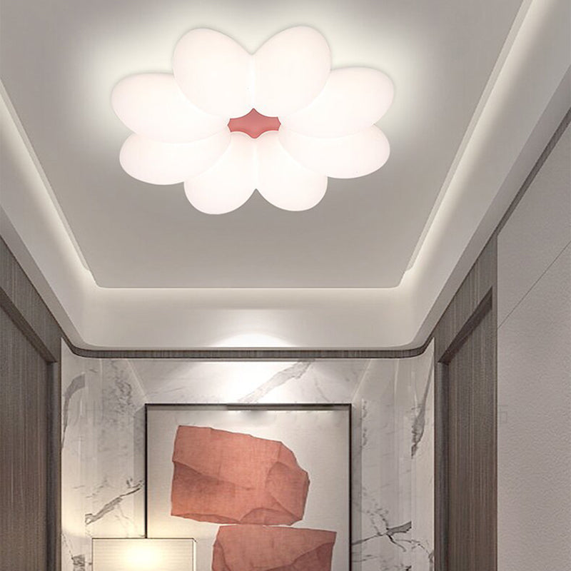 Modern Minimalist Floral Round Acrylic PE Iron LED Flush Mount Ceiling Light For Bedroom