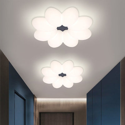 Modern Minimalist Floral Round Acrylic PE Iron LED Flush Mount Ceiling Light For Bedroom