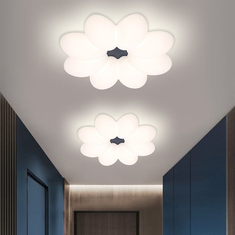 Modern Minimalist Floral Round Acrylic PE Iron LED Flush Mount Ceiling Light For Bedroom