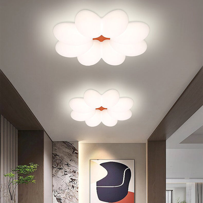 Modern Minimalist Floral Round Acrylic PE Iron LED Flush Mount Ceiling Light For Bedroom