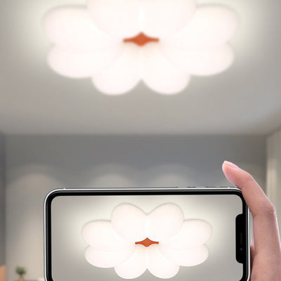 Modern Minimalist Floral Round Acrylic PE Iron LED Flush Mount Ceiling Light For Bedroom