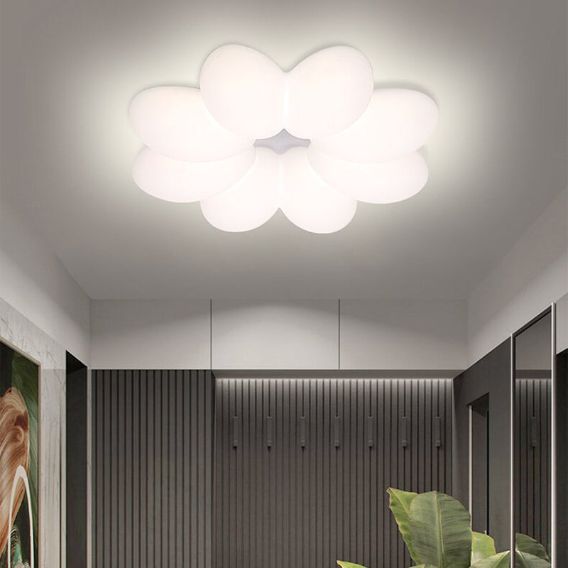 Modern Minimalist Floral Round Acrylic PE Iron LED Flush Mount Ceiling Light For Bedroom