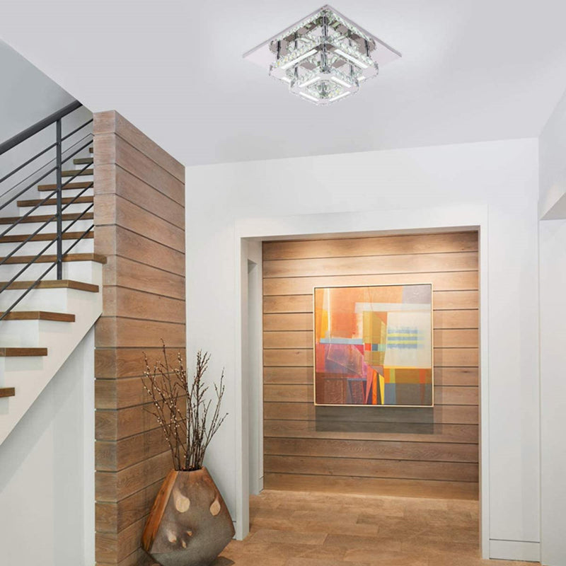 Moderne Luxuriöse Quadratische Kristall-Eisen-LED-Deckenleuchte für das Schlafzimmer 
