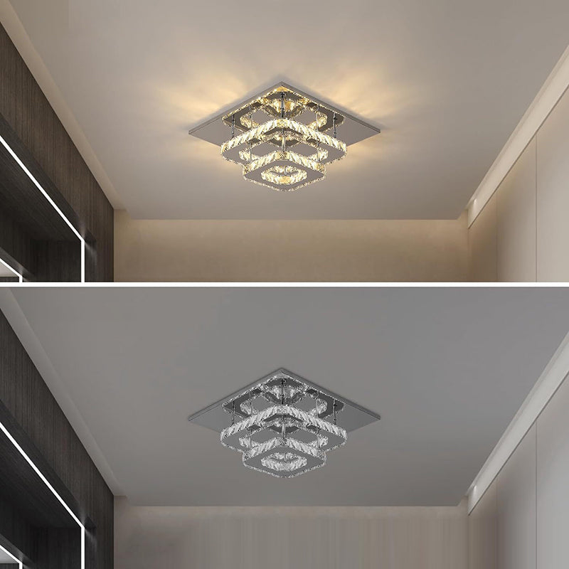 Moderne Luxuriöse Quadratische Kristall-Eisen-LED-Deckenleuchte für das Schlafzimmer 