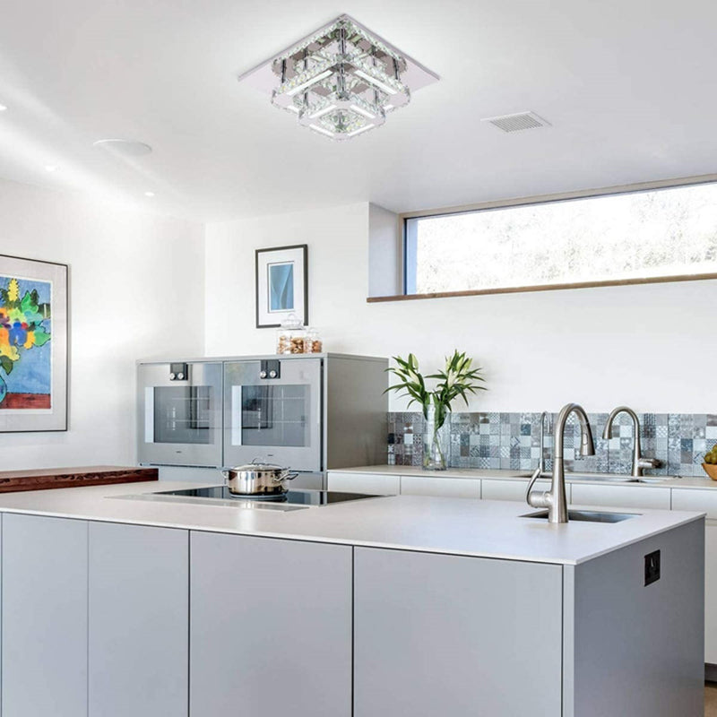 Moderne Luxuriöse Quadratische Kristall-Eisen-LED-Deckenleuchte für das Schlafzimmer 