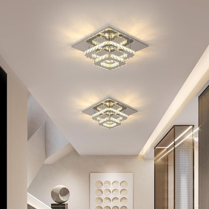 Moderne Luxuriöse Quadratische Kristall-Eisen-LED-Deckenleuchte für das Schlafzimmer 