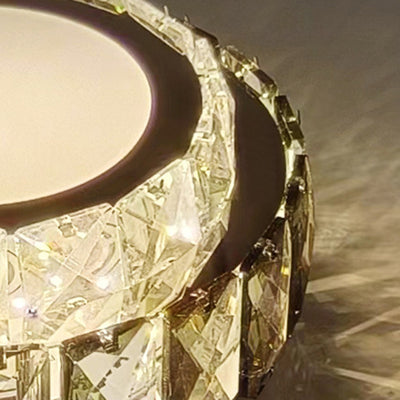 Lustre Plafonnier LED en Fer avec Cristal à Motif Rond Moderne de Luxe pour Salon 
